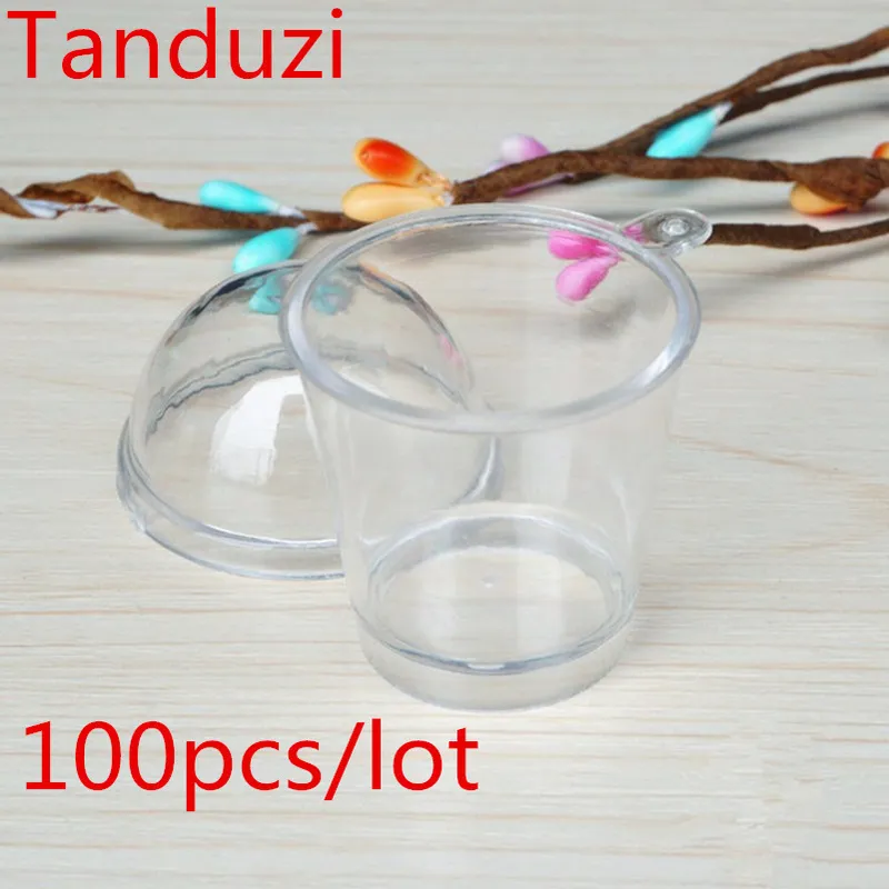 Tanduzi 100pcs Cups100pcs couvercles en gros mignon rond Tiramisu Mousse clair avec couverture artificielle Parfait bricolage déco pièces Y200106