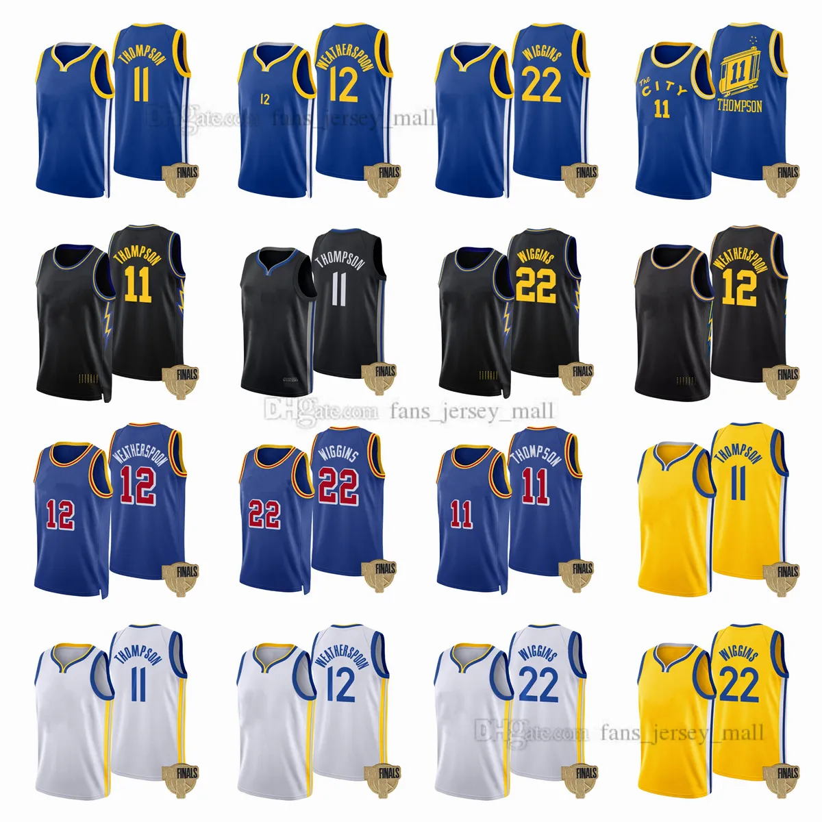Impresso 2022 Finals City Basketball Jerseys Curry 11 Klay 22 Andrew Thompson Wiggins Quinndary 12 Weatherspoon Jersey Color