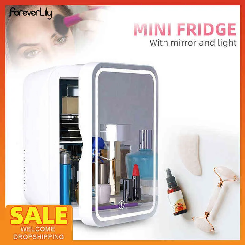 8L Desktop Face Beauty Cosméticos Fridge Cuidado com a pele Cuidado com geladeira portátil Caixa de aquecimento do freezer portátil para uso doméstico H220510