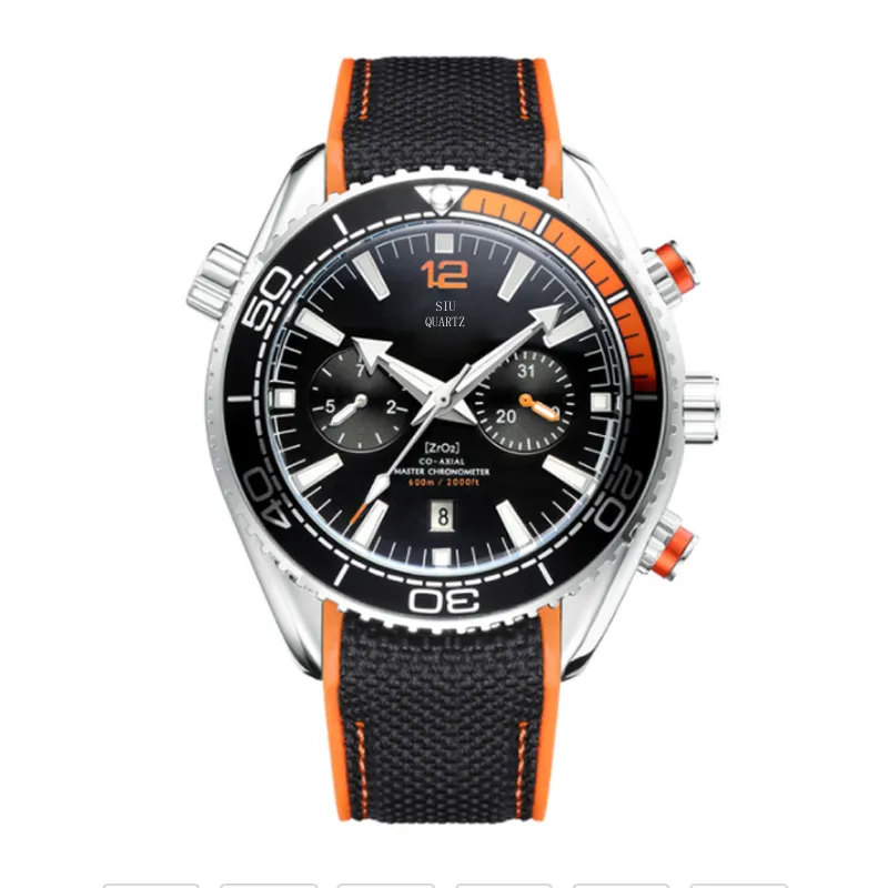 Mens Luxury Watch Chronograph Sports Watches Japonya Vk Quarz hareketi Montre de Luxe Luminous Wristwatches 007