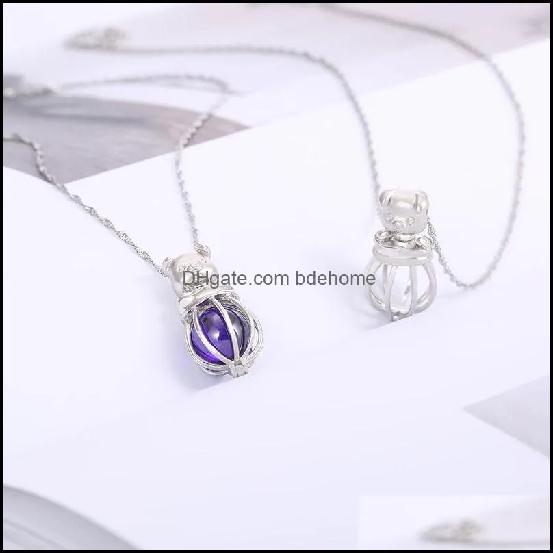 Wholesale Tortoise pearl/Ball Cage Hanging DIY Accessories S925 Silver Necklace Movable Box Manufacturer Free Shipping