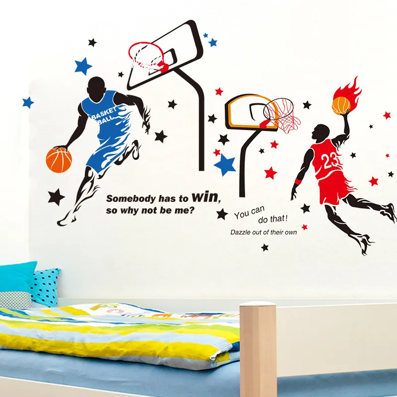 Décoration Murale Basket-ball Joueur De Basket-Ball Stickers Muraux Bricolage Enfants Chambres Stickers Muraux Pour Basket