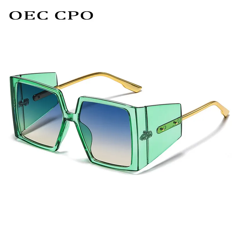 OEC CPO Vintage Punk Square Sunglasses Women Brand Oversized Steampunk Sun Glazen voor mannen Retro UV400 Lunette EIL 220705