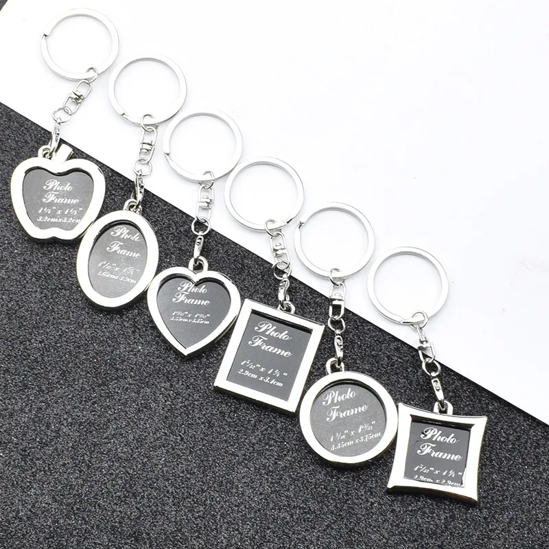 Creative Metal Insert Photo Sterling Silver Photo Frames Keyring Heart