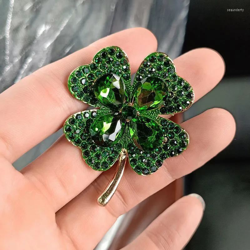 Pins Brooches Creative Light Luxury High End Four Leaf Clover Brooch Product Copper Inlaid Zircon Plant Pin Jewelry Seau22 From 7 4 DHgate