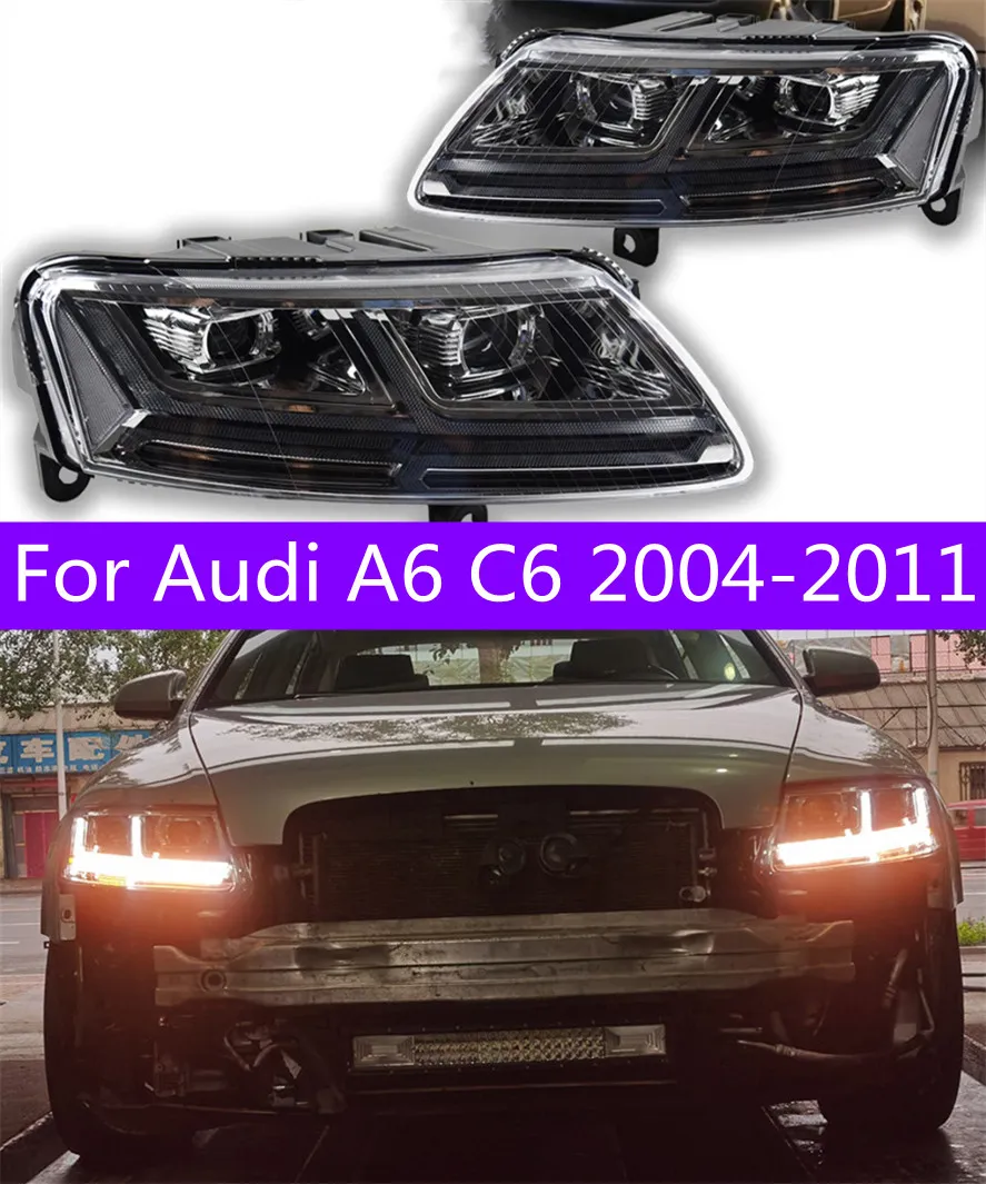 Car Styling for Audi A6 Headlights 2004-2011 A6 C5 C6 LED Headlight Dynamic Signal Animation DRL Bi Xenon Auto Accessories