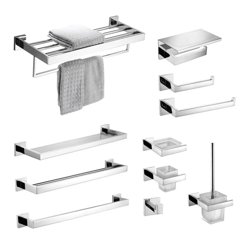 Hardware in acciaio inossidabile Specchio cromato lucido Porta carta igienica Porta asciugamani Gancio Accessori per il bagno 220812