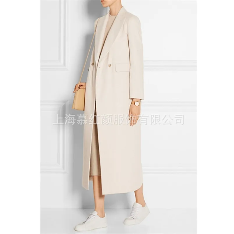 Women Winter Casat Wool New Double Double Basted Cashmere Vintage Jacket Elegant Moda Outerwear White X Long Coat feminino LJ201106