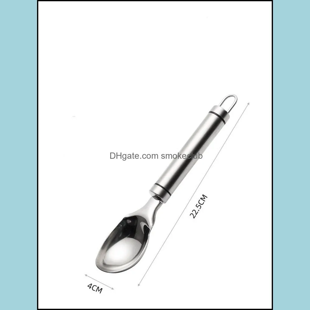 22CM Kitchen Ice Cream Mash Potato Scoop Stainless Steel Spoon Spring Handle Kitchen Accessories