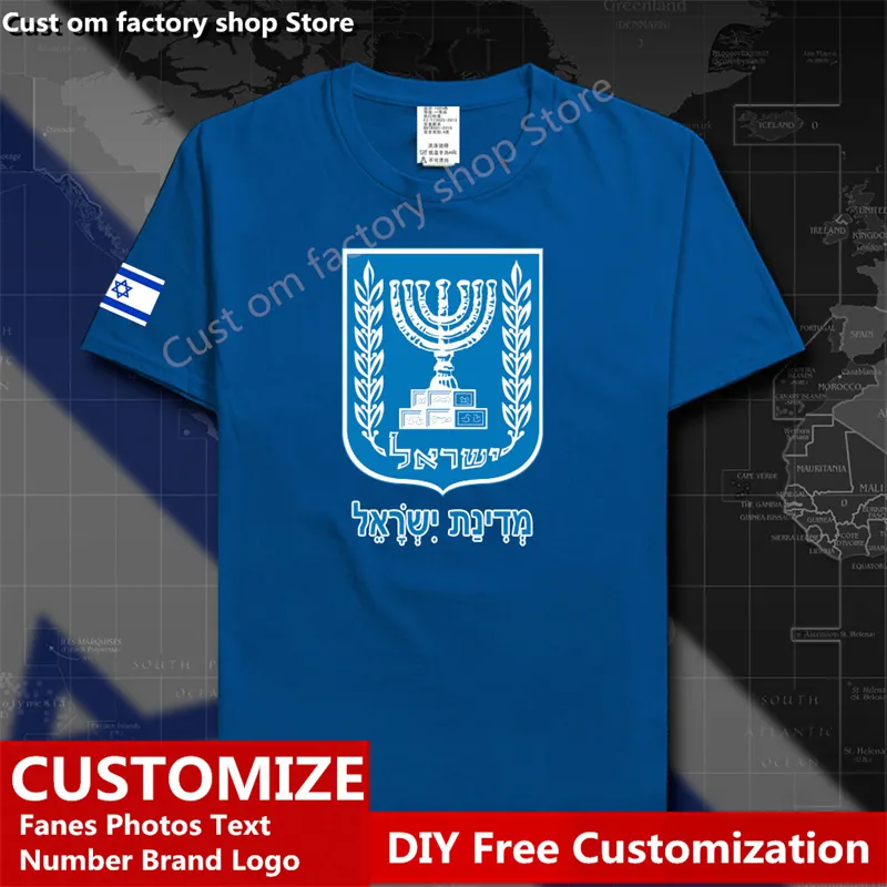 Israel israeliska country t shirt anpassade jersey fans diy namn nummer tshirt high street mode hip hop löst casual t shirt 220616