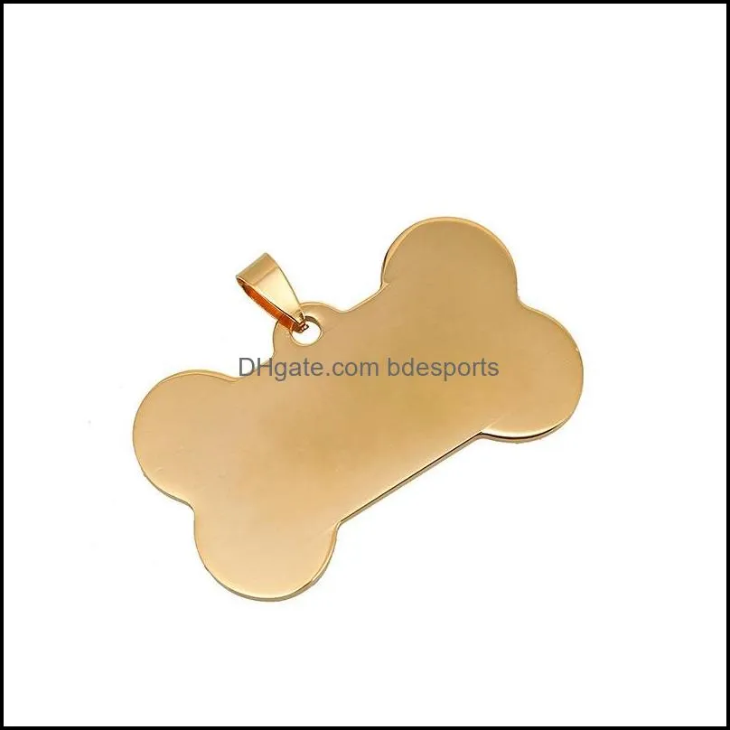 Bone Shape Personalized Dog Tag Pet Dog Metal Blank Tag Stainless Steel Double Sided Military ID Card Pet Engraved Blank Tags BH2842