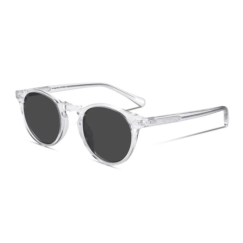 선글라스 레트로 라운드 남성과 여성을위한 편광 빈티지 운전 야외 Gregory Peck Oval Sun Glasses Light Acetate With CaseSunglasses