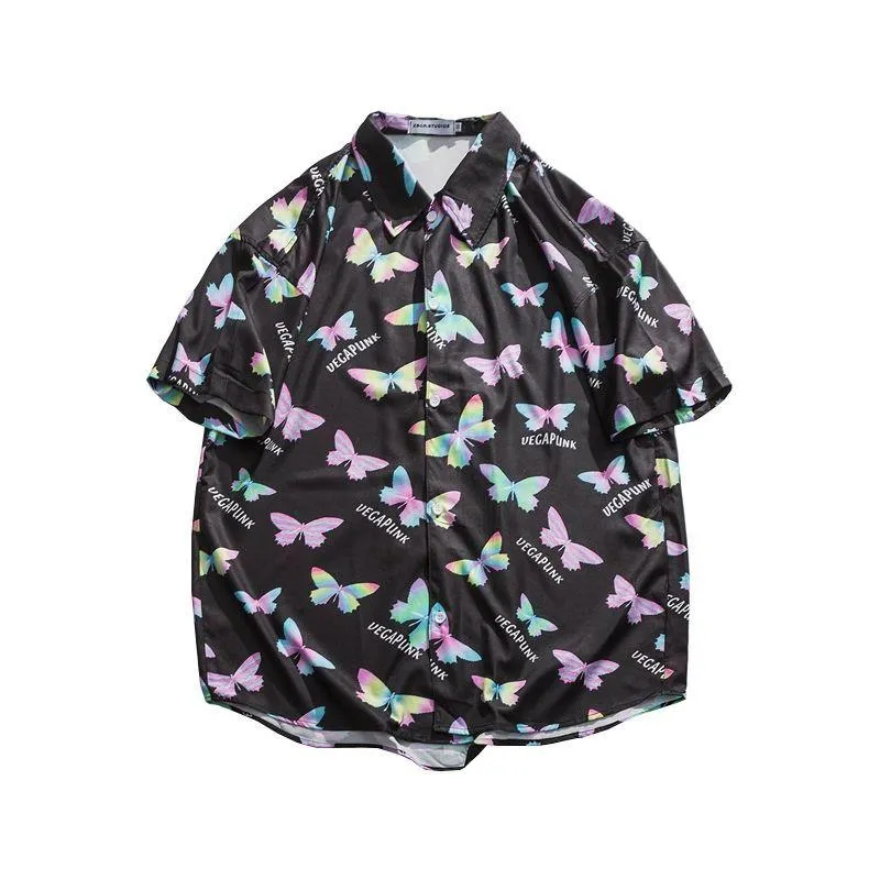 Bluzki damskie koszule motyl 3D druk koszula unisex kobiety/mężczyźni swobodny chłód guziki streetwear letni hawajski styl ponadzapielenia top
