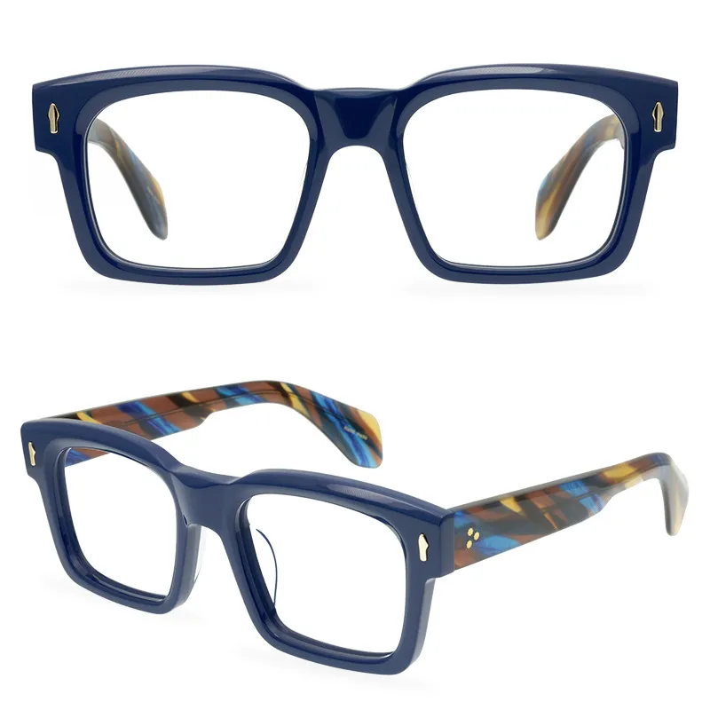 الرجال النظارات البصرية إطار العلامة التجارية سميكة مربع إطارات النظارات خمر أزياء للجنسين نظارات للنساء اليدوية نظارات قصر النظر مع حالة