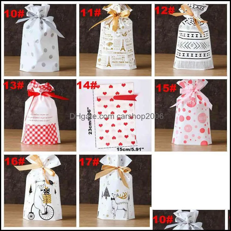 dot plastic cookie candy gift wrap drawstring bag ribbon snack bags packing birthday party decor wedding decoration gifts package pouch