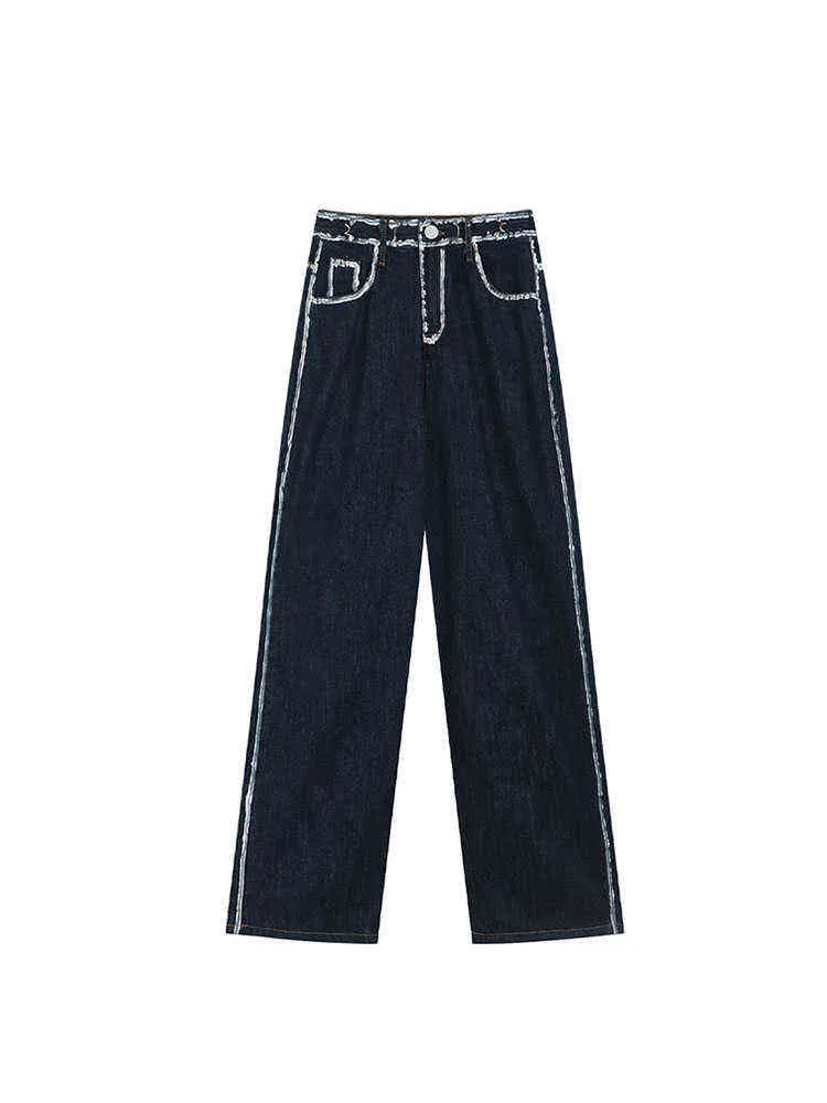 Новые осенние зимние джинсовые брюки Женские брюки прямые джинсы ноги корейская высокая талия Slim Loose Commory Casual Fashion Pants L220726