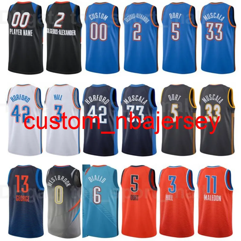 Basketball Shai Gilgeous-Alexander Jersey 2 Luguentz Dort 5 George Hill 3 Hamidou Diallo 6 Al Horford 42 City Earned Edition Custom