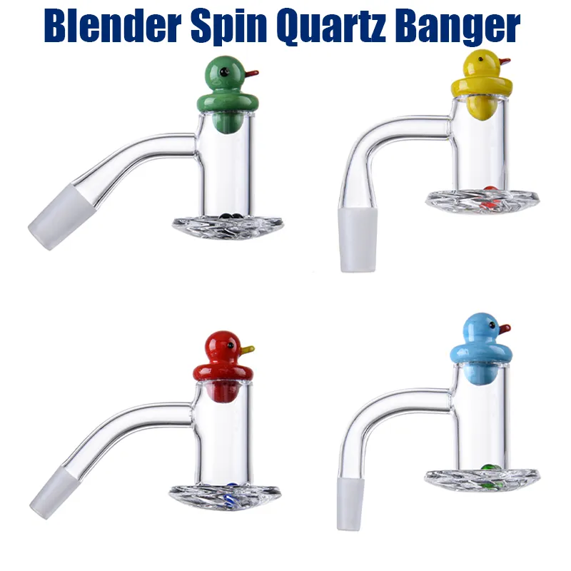 Утка Carb Caps Blender Spin Quardz Banger Аксессуары для курения Ногтей Красочные скошенные края Bangers Glass Ruby Pearls для масла DAB BEG BSQB01