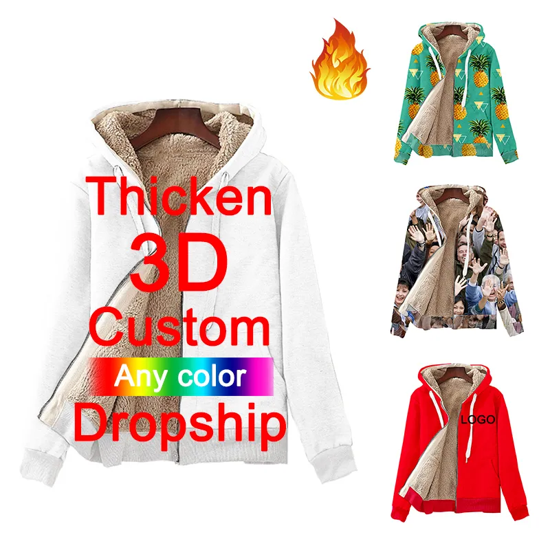 CJLM 3D Custom Fleece Jacket Thick Warm Winter Coat For Women And
