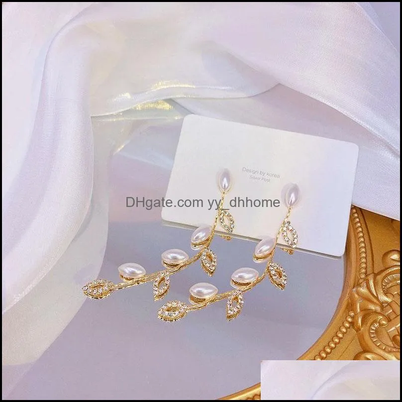 clip-on & screw back delicate 14k real gold plated leaves top quality pearl luxury earrings for women wedding exquisite charm elegant