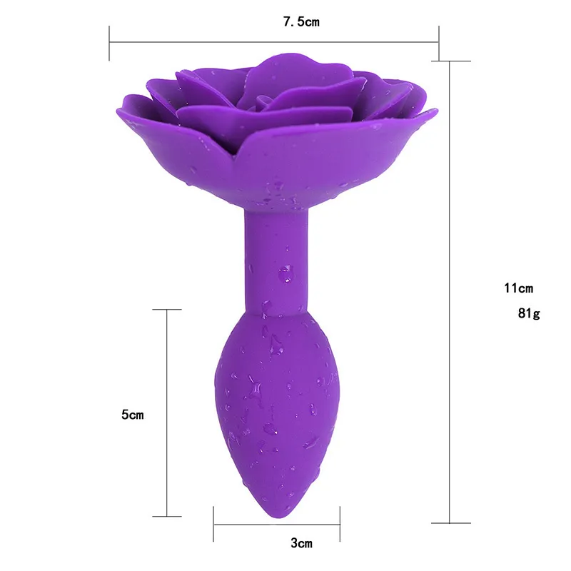 Giocattoli in silicone liscio, in acciaio, con fiore di rosa, dilatatore anale per donne/uomini, dildo anale per adulti._voghion.com