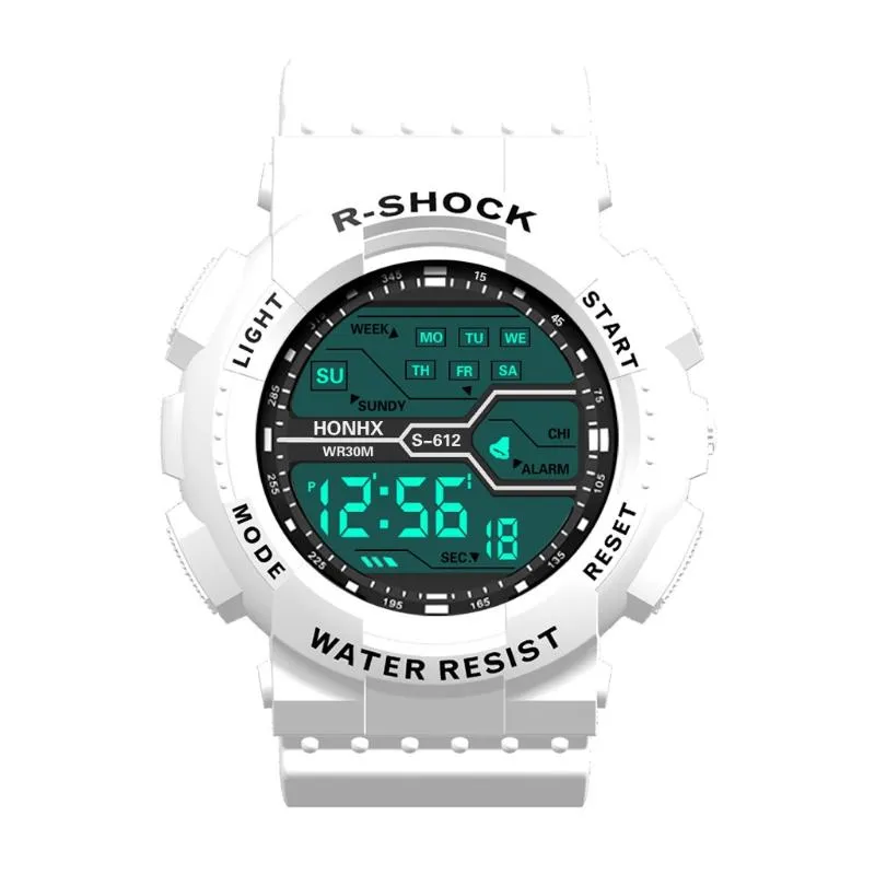 Uhrenarmbänder Mode Wasserdicht Herren Junge LCD Digital Stoppuhr Datum Gummi Sport Handgelenk Relogio Masculino Men172v