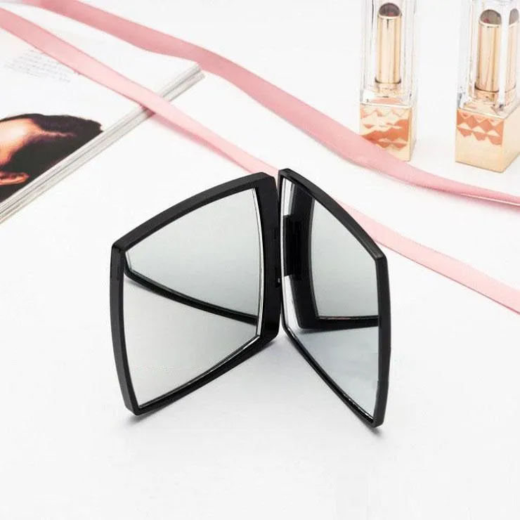 Classic double-sided folding make-up mirror portable HD amplifier compact mini black Girlfriend gift 6.8 * 1cm