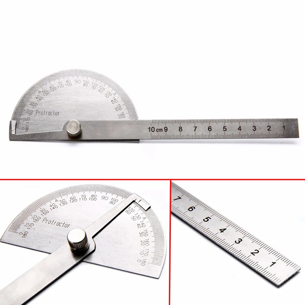 Angle de protracteur en acier inoxydable à 180 degrés Finder Rotary Mesurer les outils de travail du bois pour mesurer les angles
