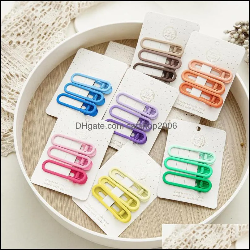 Hair Clips Barrettes Jewelry Candy Color Gradient Ramp Hollow Ellipse Triangle Women Alloy Plastic Edge Duck Dhzdc