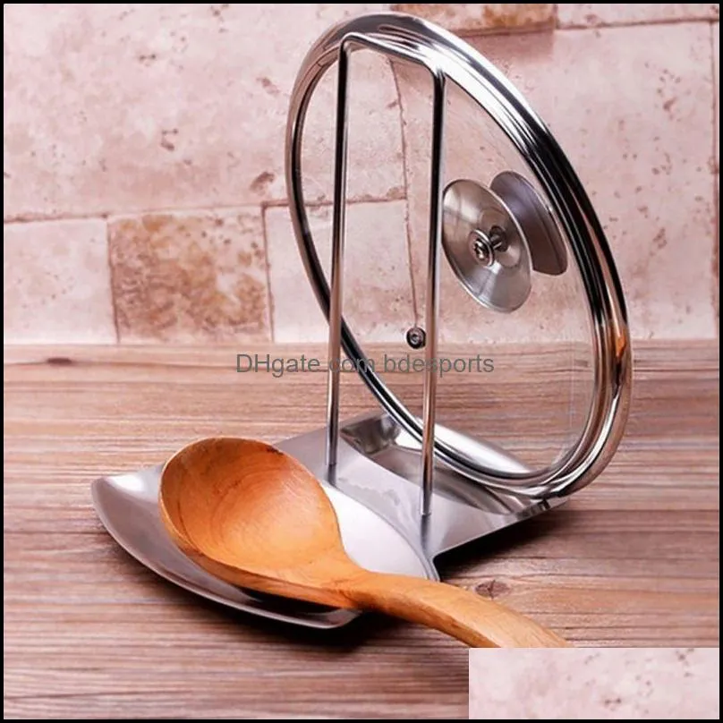 Stainless Steel Pan Pot Cover Lid Rack Stand Spoon Holder Stove Organizer Storage Soup Spoon Rests Kitchen Accessories Tools