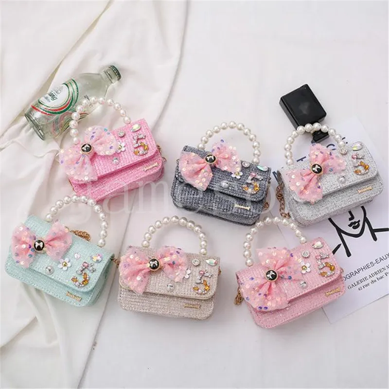Mini Purse for Toddler Girls Bags Crossbody Cute Princess Handbags Shoulder Bag with pearl bow sequins Little Girl de259