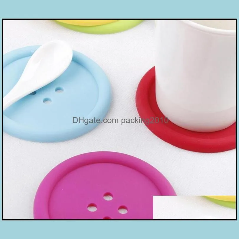 1000pcs Round Silicone Coasters Button Coasters Cup Mat Home Drink Placemat Tableware Coaster Cups Pads 5 Colors