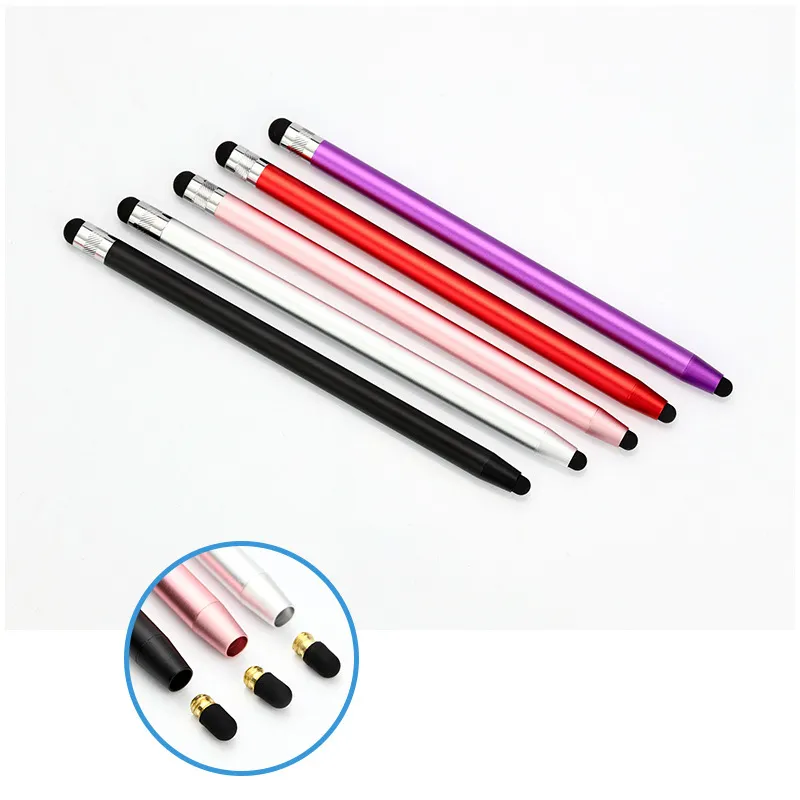Universal Pencil Double Silicone Head Touch Capacitive Screen Stylus Pen för surfplatta smartphone