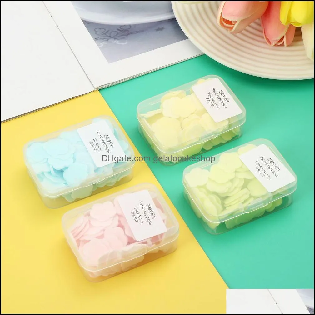 Mini Box Bath Clean One-time Portable Petals Soap Paper Paper Cleaning Soaps Scented Slice Sheets Hand Wash Supplies