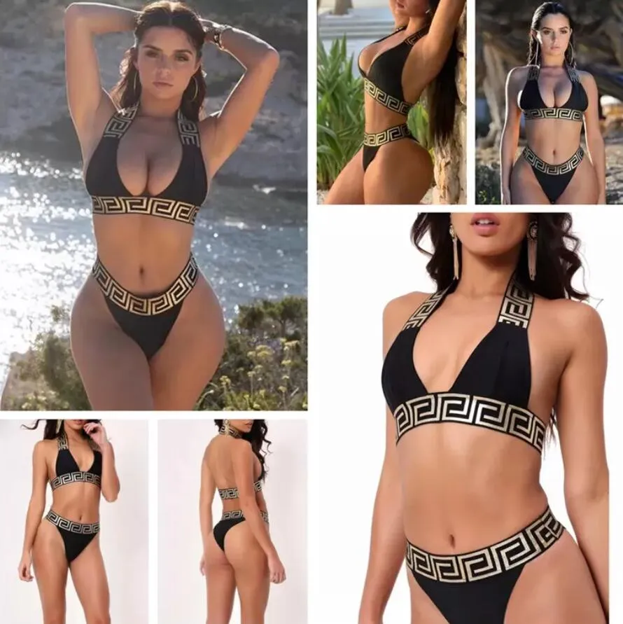 Large Size Women Summer New Sexy Ethnic Print Swimsuit Bikini Set Push-up Bandage Swimming Costume Bathing Suit Swimwear Beachwear