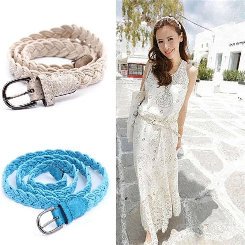 Belts Womens Belt Style Candy Colors Rope Braid Female For High Quality Ceinture Femme