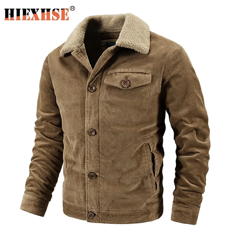 Winter Jacket Men Parka Coat Corduroy Cotton Jackets Thick Warm Sherpa Coats Brand Fashion Casual Fleece Men's Parkas 201128