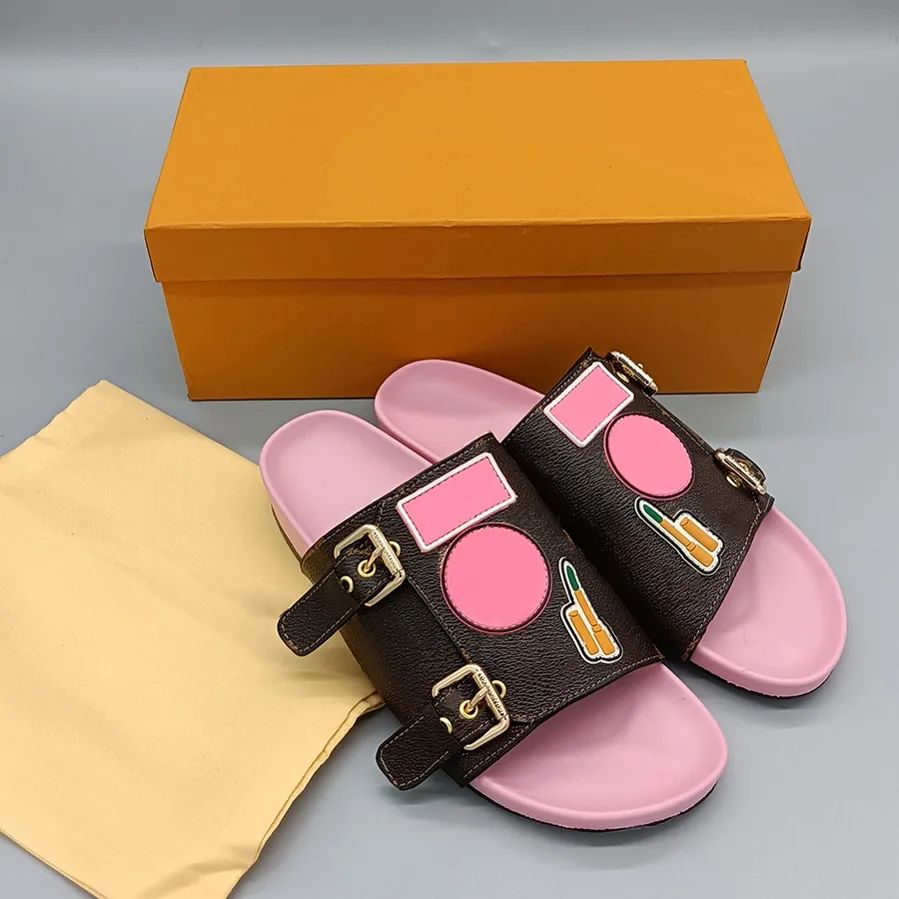 Luxury Brand Sandals Designer Slippers Slides Floral Brocade Genuine Leather Flip Flops Women Shoes Sandal without box by 1978 006