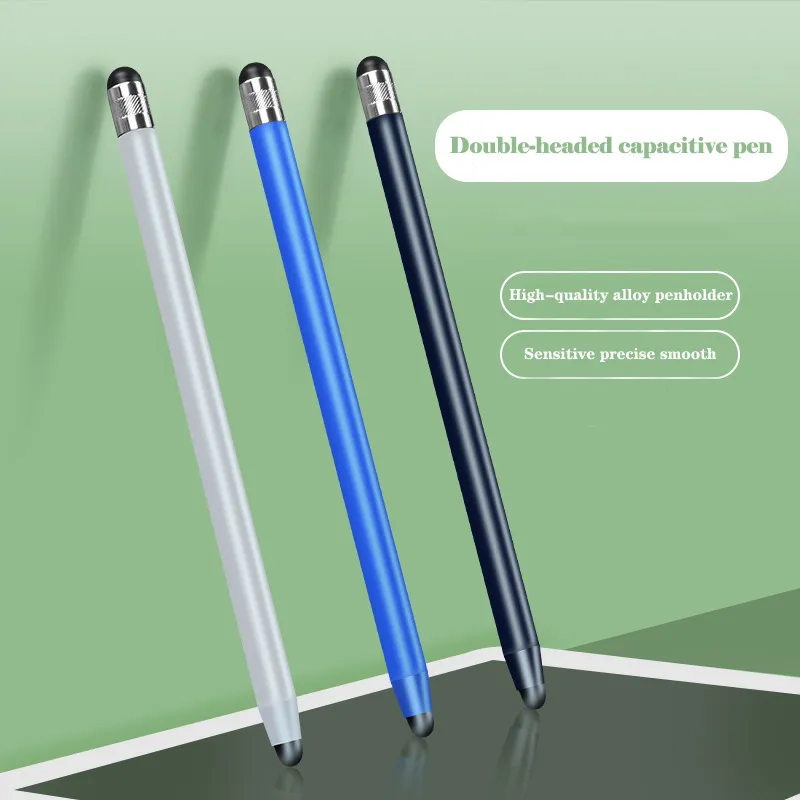 14cm Universal Pencil touch pen Double Dual Silicon Head Capacitive Screen Stylus Caneta Capacitiva Pen For Ipad Tablet Smartphone