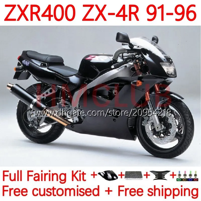 Body Kit For KAWASAKI NINJA ZXR 400 CC ZX-4R ZXR400 91 92 93 94 95 96 Cowling 19No.51 ZX4R 400CC ZX 4R ZXR-400 1991 1992 1993 1994 1995 1996 ABS Full Fairings glosy black