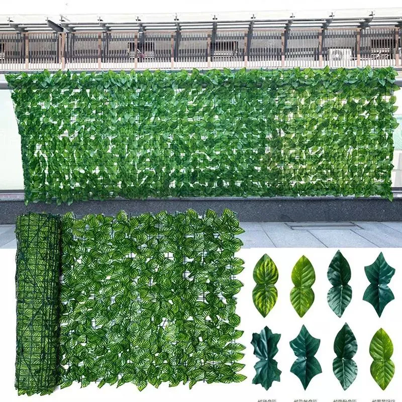 Dekoratif Çiçekler Çelenkler Yapay Yaprak Veranda Dekorasyon Çit Ağı FauxIvy Vine Greenery Panel Green Wall Outdoor DecorDecorative