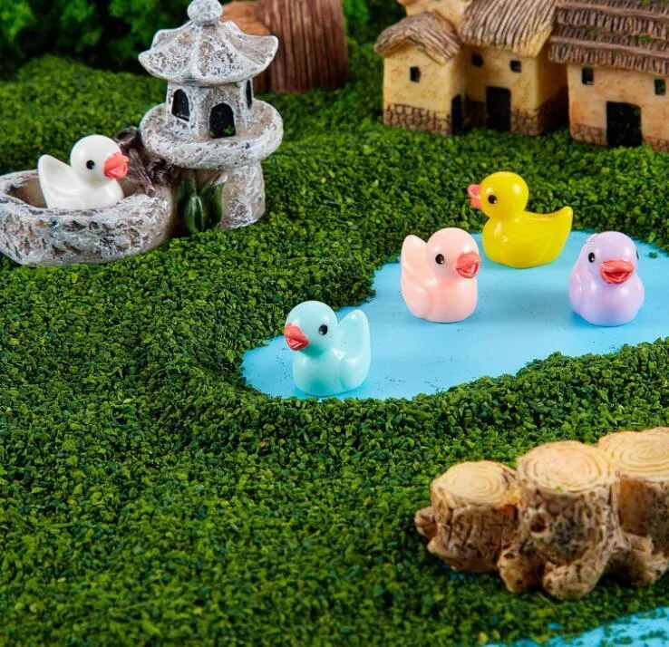 Mini Resin Duck Miniature Figures Decor Fairy Garden Landscape Aquarium Dollhouse Ornament Potted Plants Christmas Baby Favor Birthday Party Decoration