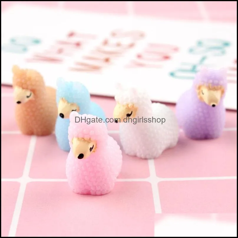 10pcs 3d 25*24mm cute little sheep resin lama alpaca charms micro landscape creative accessories keychain pendant diy material