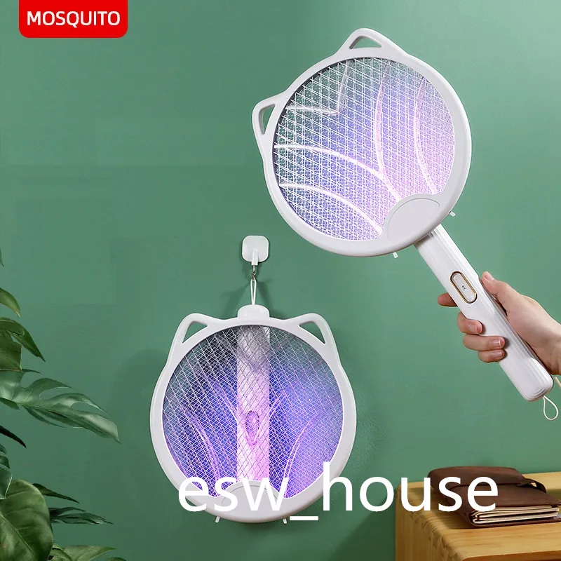 3 I 1 LED Portable Folding Electric Mosquito Swatter USB uppladdningsbar myggmordare Repellent Summer Insect Fly Pest Control Trap