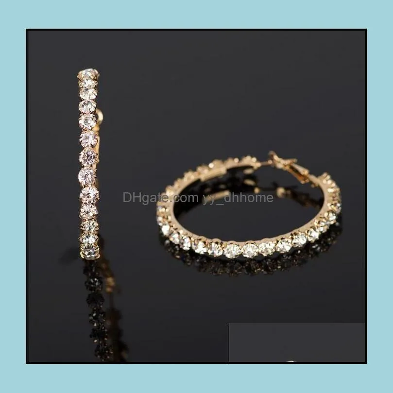 Crystal Rhinestone Earring Gold Sliver Hoop Earrings Fashion Jewelry Ear ring For Women Gift Epacket Free Ship