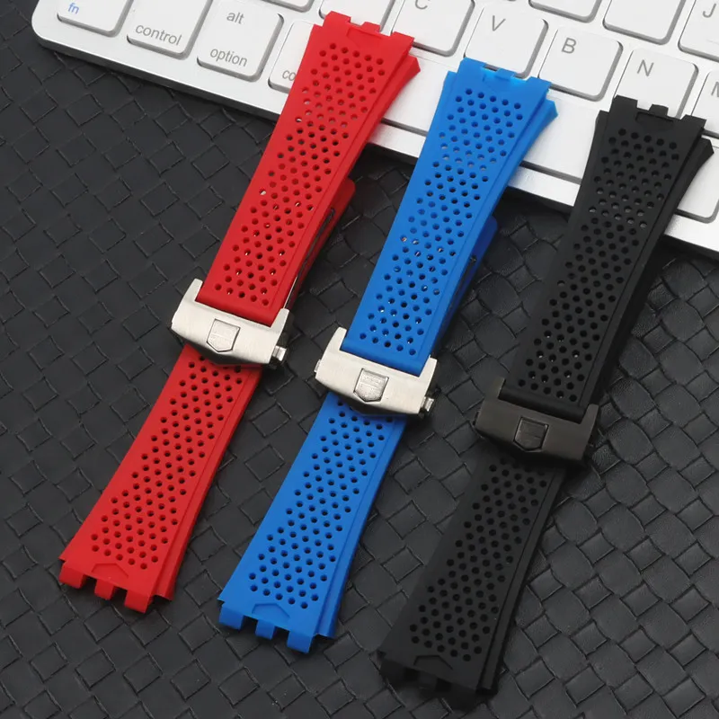 28x22 mm czerwony niebieski czarny silikonowy gumowy pasek zegarkowy do paska tag