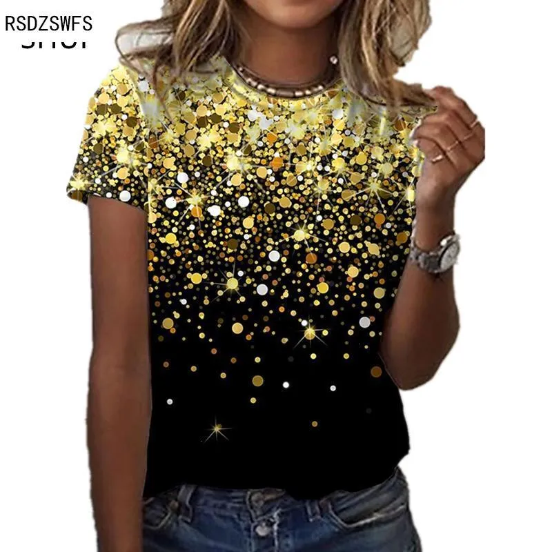 夏のファッションカジュアルウェアレディンティーラウンドルーズシャツスリーブTシャツ女性ハラジュクハイライトプリントトップ