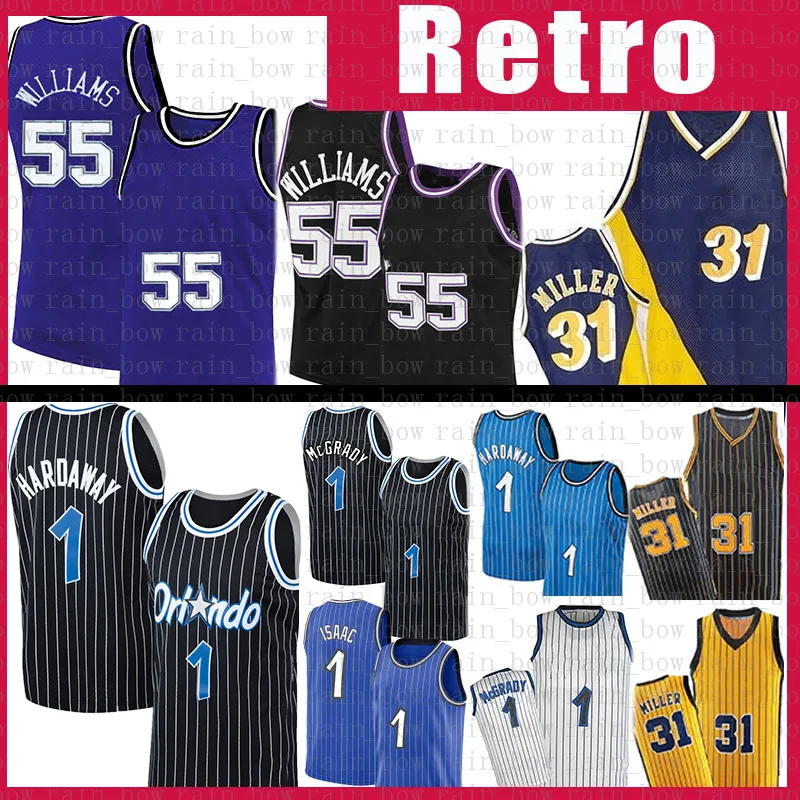 Tracy McGrady Reggie Miller Jason Williams 농구 유니폼 Penny Hardaway 빈티지 저지 남성 셔츠 S-XXL 1 31 55