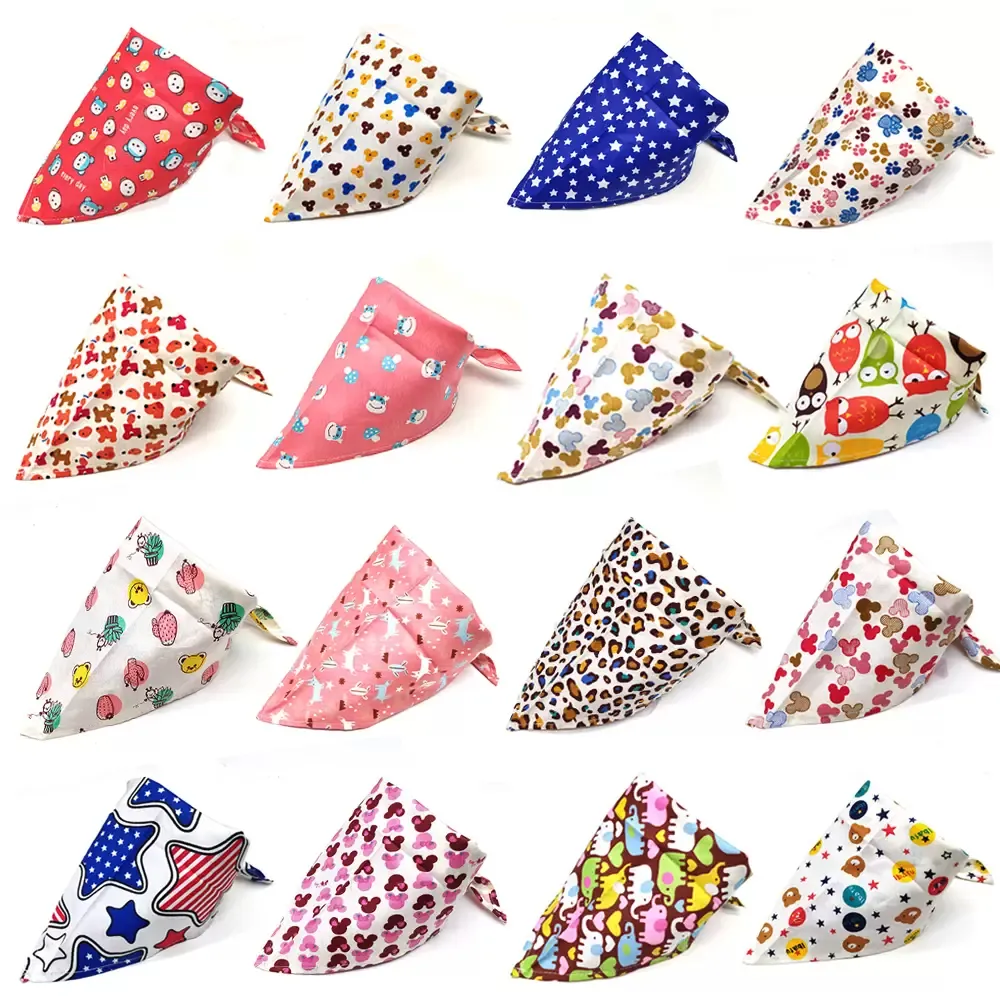 الجملة 100 PCS PET Dog Bandana New Mix 63 Pattern Cute Puppy Cat Pibs وشاح قابلة للتعديل القطن الكلب باندانا بانانا إكسسوارات 0520