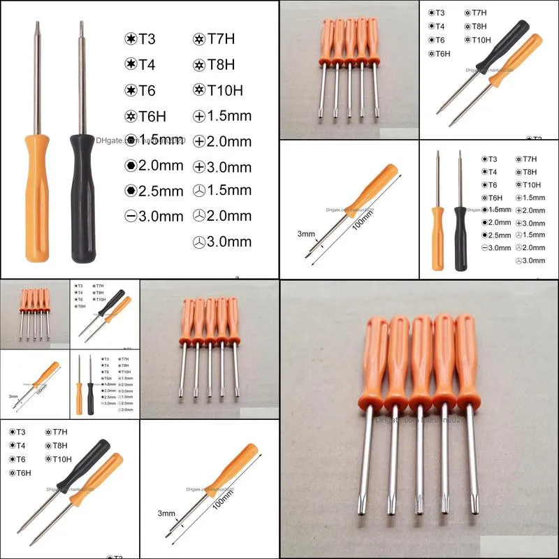 Orange Hand Open Screwdriver Repair Tools Shape T3 T4 T5 T6 T7 T8 T10 Torx Precision Opening Tool Security Screw Driver Disassembly for One Xbox 360 PS3